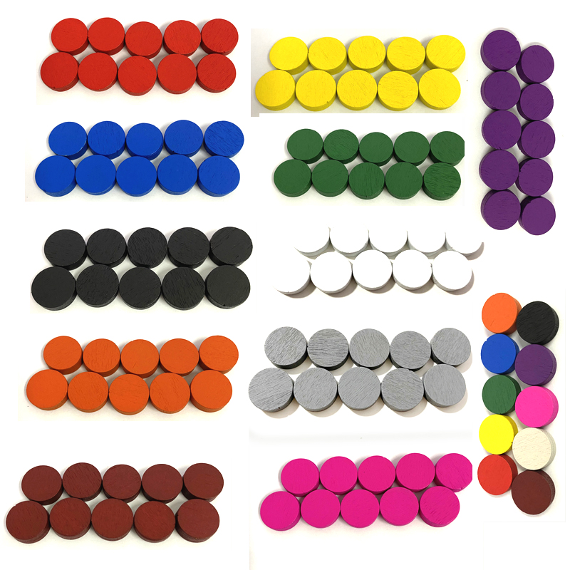 Chess Set Wooden - 50pieces 15*5MM 11 Colors Wooden Disk