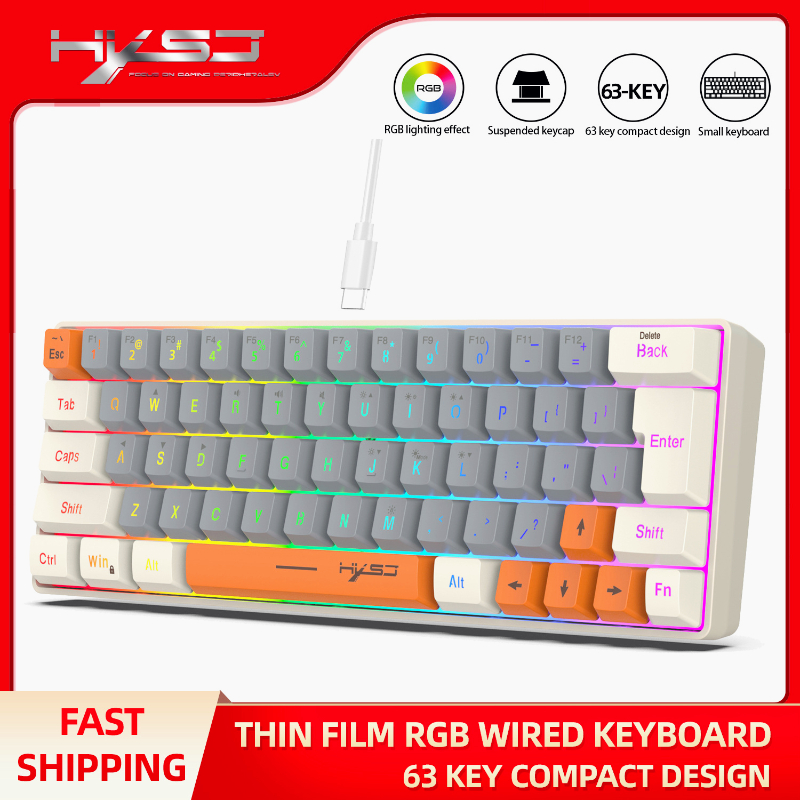 Keyboard RGB USB Wired 63 Keys - Board Game Journal ulasan dan harga