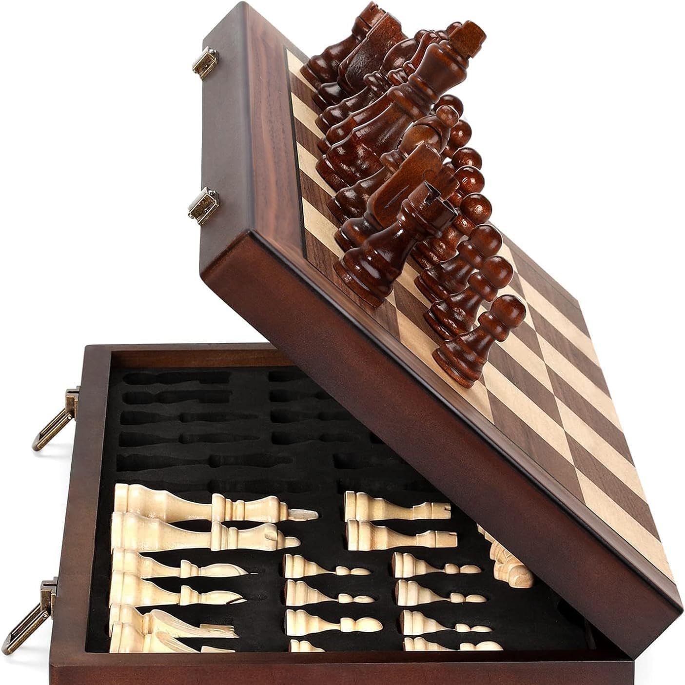 Wooden Veneer Chess Set, Walnu - Chess Set Wooden ulasan dan harga