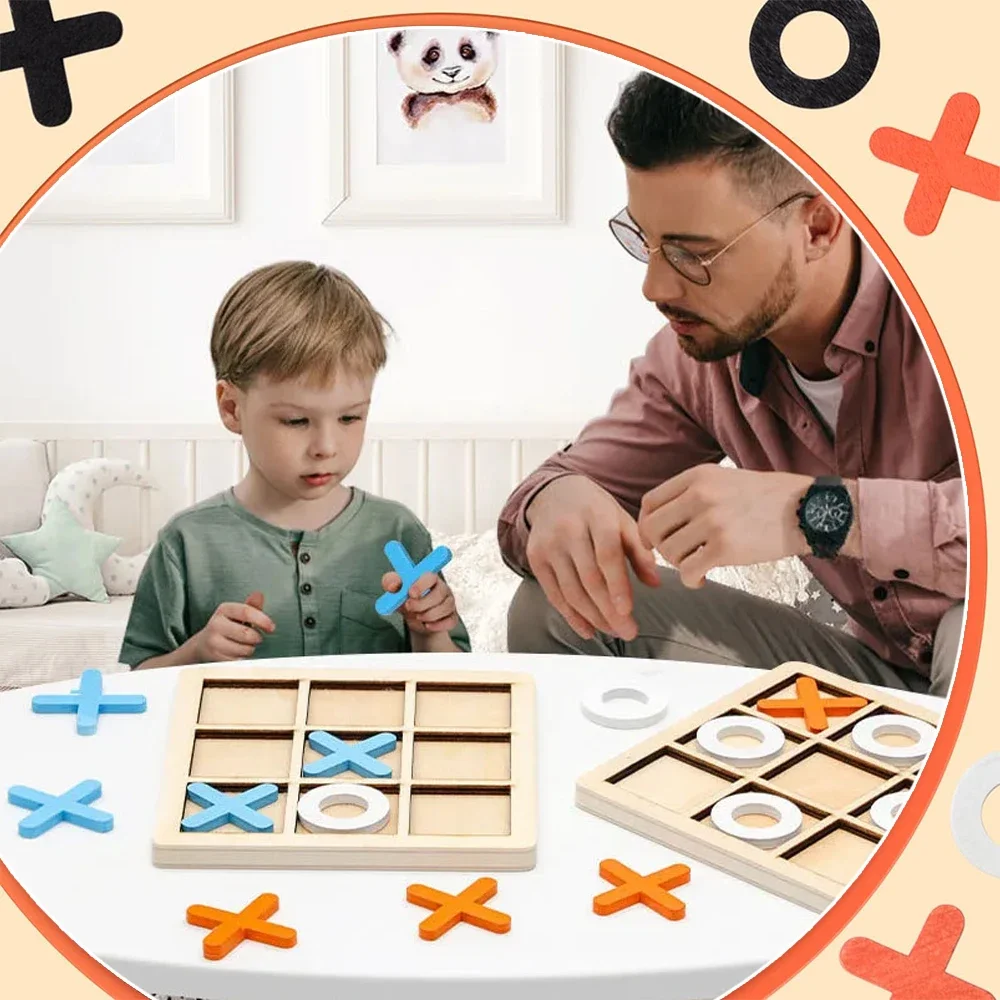 Wooden XO Tic Tac Toe Game Min - Board Game With Questions ulasan dan harga