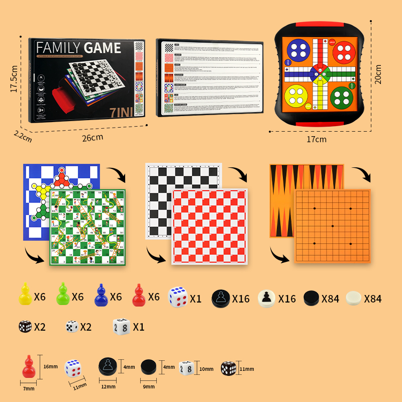 3-in-1/5-in-1/7-in-1 Board Gam - Board Game Ludo ulasan dan harga